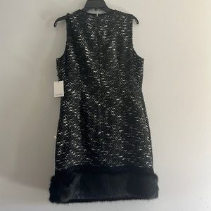 Calvin Klein dress with faux fur